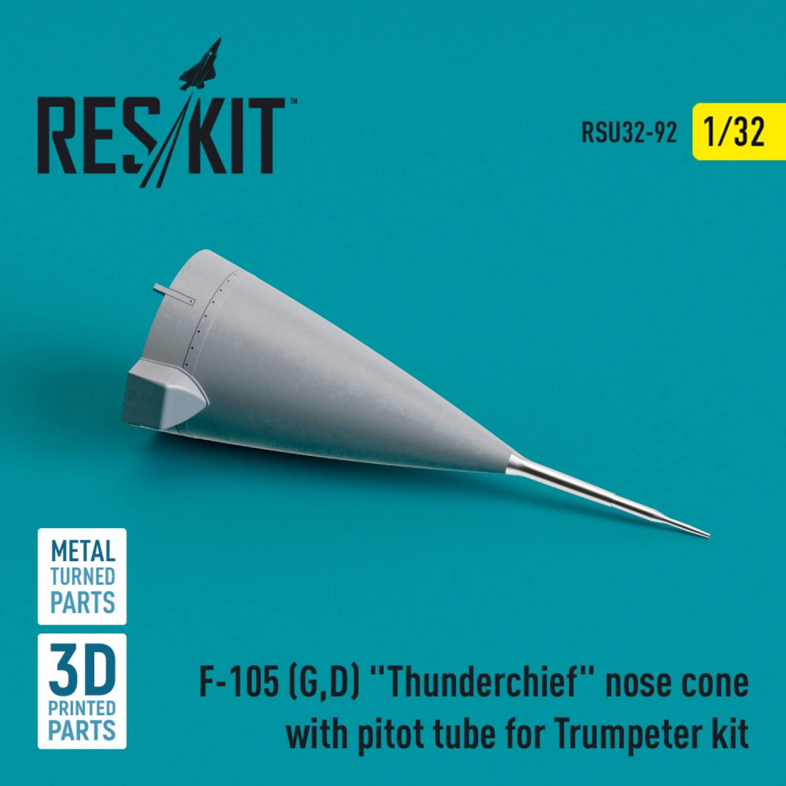 F-105 (G,D) Thunderchief nose cone with pitot tube for Trumpeter kit ...