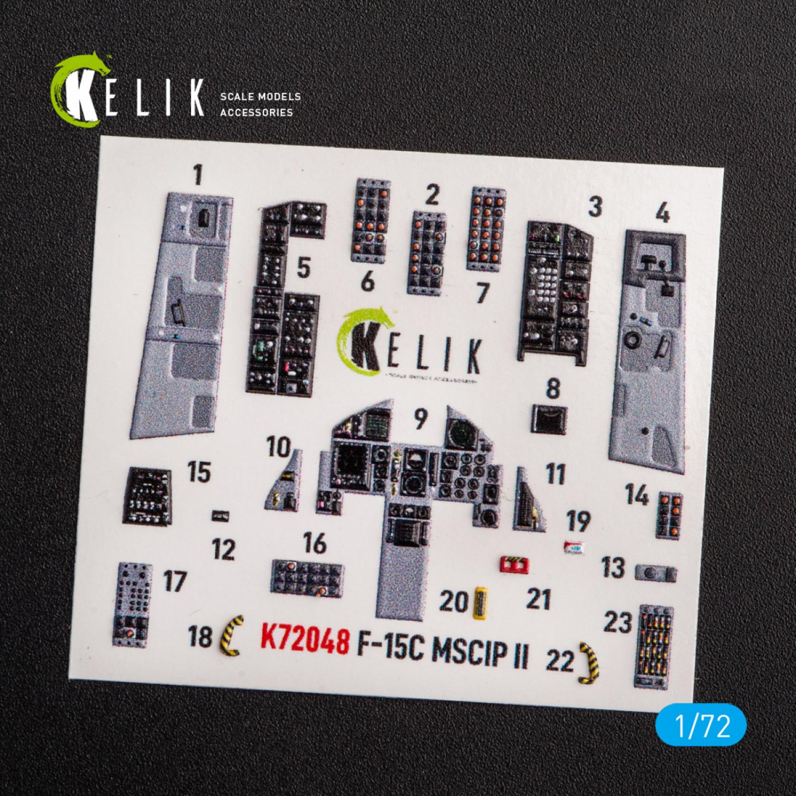 Kelik RSK72048 F-15C MSIP II Eagle interior 3D decals (GWH) / 1:72