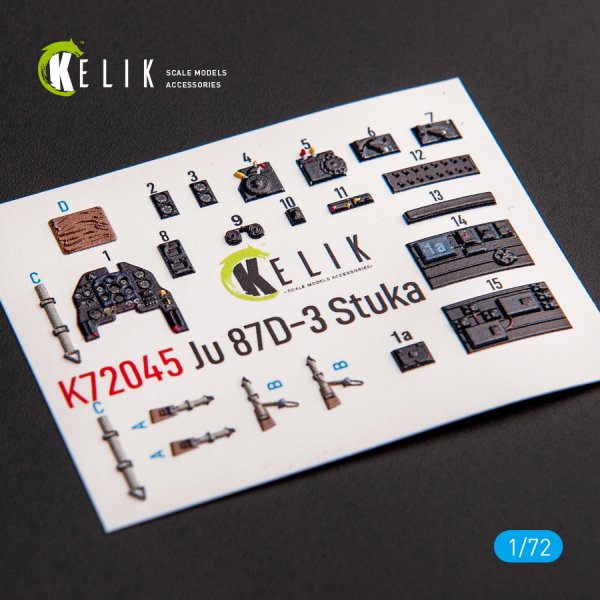 Kelik RSK72045 Junkers Ju 87D-3 Stuka - Interior 3D Decal / 1:72